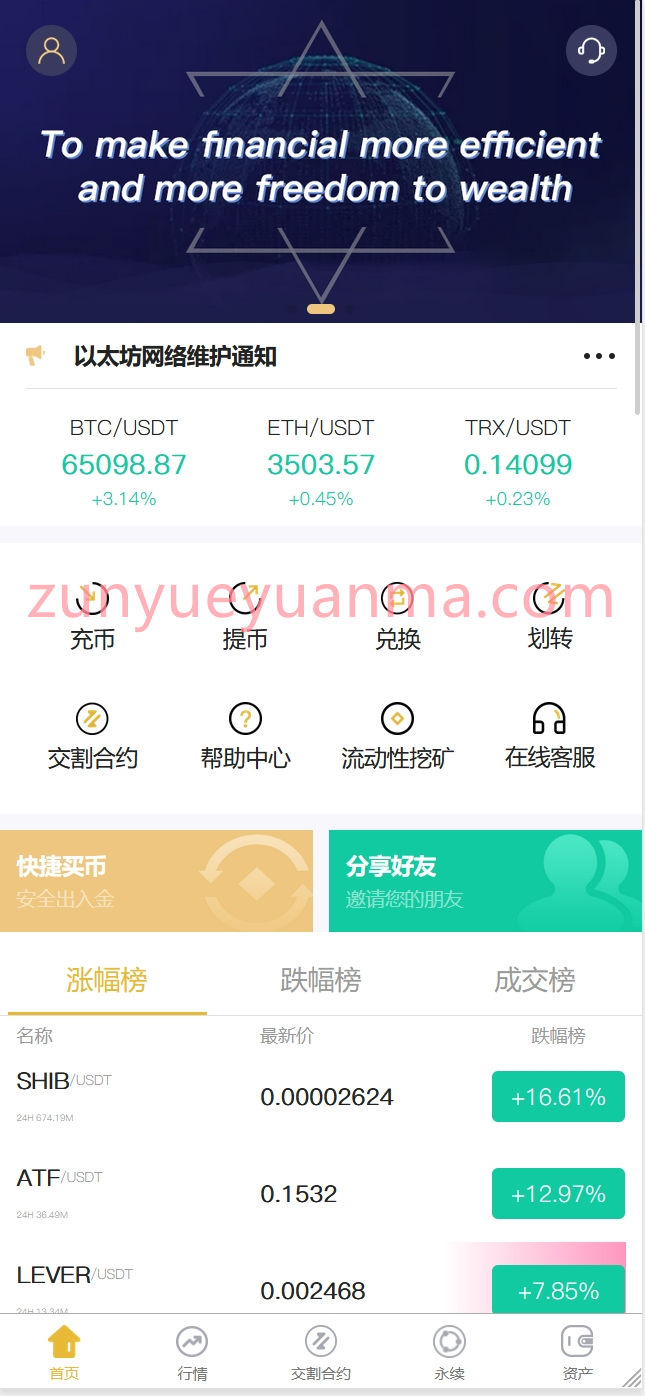 【商业收费源码】永续合约交易所 矿机 交割合约 现货 源码下载