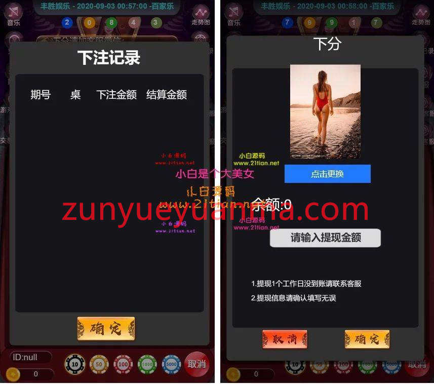 新版H5百家乐 免微信+可打包APP