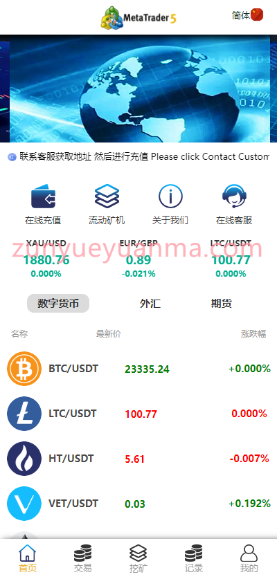 【商业收费源码】新版MT5微盘源码/质押挖矿/期货/外汇/数字货币/多语言