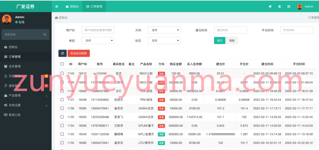 全新fastadmin框架开发外汇系统（微盘仿交易所）